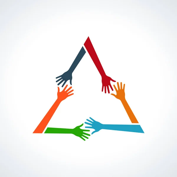 Vector Multiracial Human Hands in a Triangle. Stock Vector