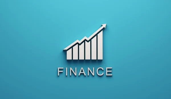 Finance graphic bars up profit arrow. 3D Render Illustration