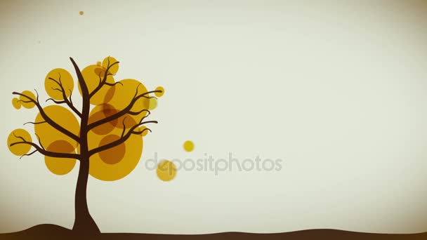 Árbol abstracto sacudido por el viento. Muchas hojas que caen sobre fondo blanco — Vídeo de stock