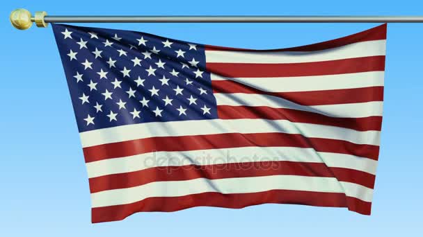Красиві прапор махав США на вітрі — стокове відео