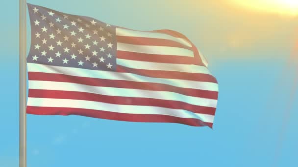 Hermosa bandera de los EE.UU. ondeando en el viento — Vídeo de stock