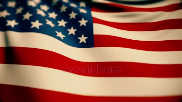 Mooie vlag van de Verenigde Staten zwaaien in de wind — Stockvideo