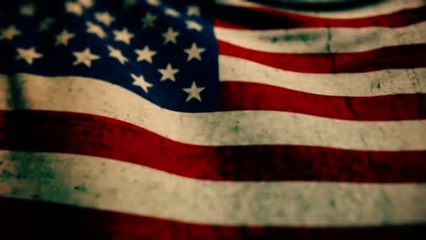 Ωραία σημαία της το ανέμισμα ΗΠΑ στον άνεμο — Αρχείο Βίντεο