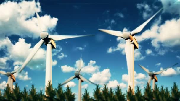 Concetto di energia rinnovabile verde - turbine eoliche in cielo — Video Stock