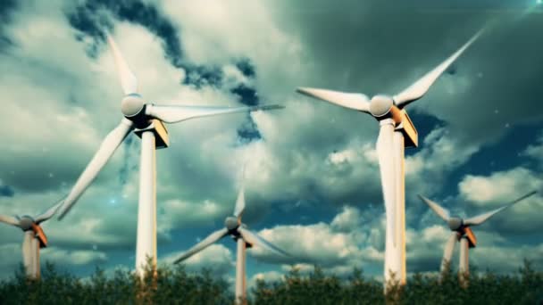 Concetto di energia rinnovabile verde - turbine eoliche in cielo — Video Stock