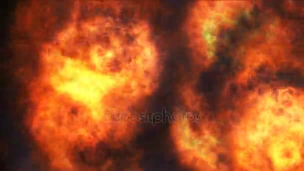 Explosion géante en plein air avec feu et fumée noire 
