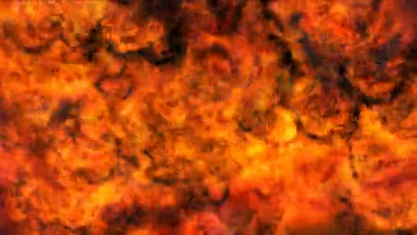 Ateş ve siyah dumanla dev bir açık hava patlaması — Stok video
