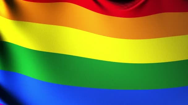 Regenbogen Gay Pride Flagge Dreidimensionales Rendering Satinstruktur — Stockvideo