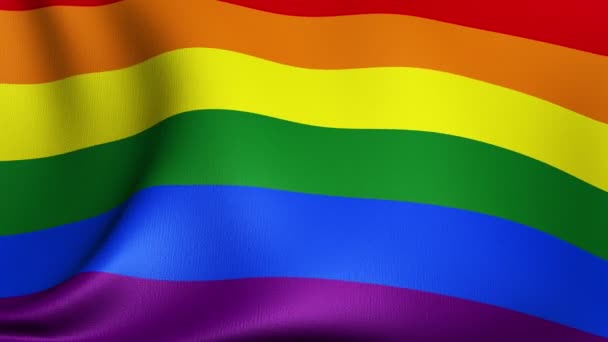Arco Íris Gay Orgulho Bandeira Tridimensional Render Cetim Textura — Vídeo de Stock