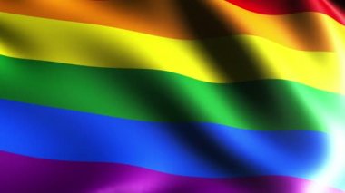 Gökkuşağı gay pride bayrak, üç boyutlu render, saten doku