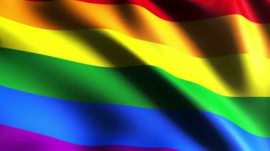 Gökkuşağı gay pride bayrak, üç boyutlu render, saten doku