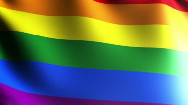 Gökkuşağı gay pride bayrak, üç boyutlu render, saten doku