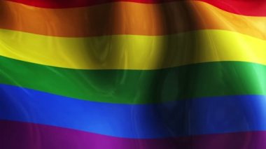 Gökkuşağı gay pride bayrak, üç boyutlu render, saten doku.