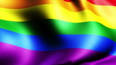 Gökkuşağı gay pride bayrak, üç boyutlu render, saten doku.