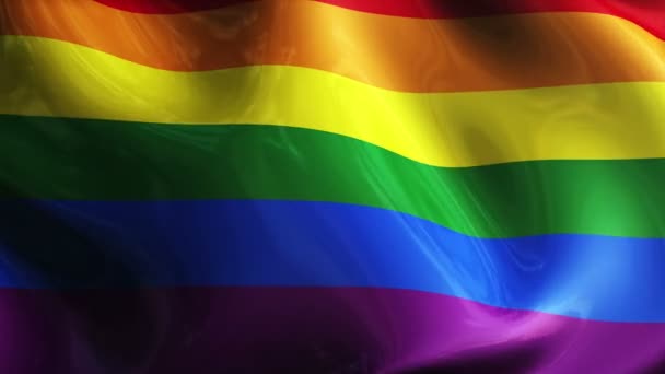 Regenbogen Gay Pride Flagge Dreidimensionales Rendering Satinstruktur — Stockvideo