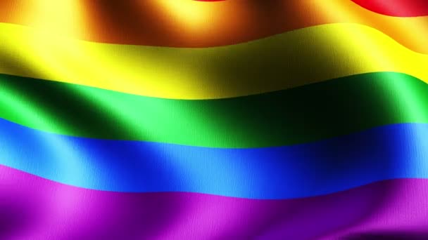 Regenbogen Gay Pride Flagge Dreidimensionales Rendering Satinstruktur — Stockvideo