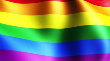 Gökkuşağı gay pride bayrak, üç boyutlu render, saten doku.