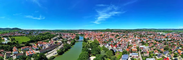 Aerial view over Rottenburg am Neckar at blue sky — Stock Photo, Image