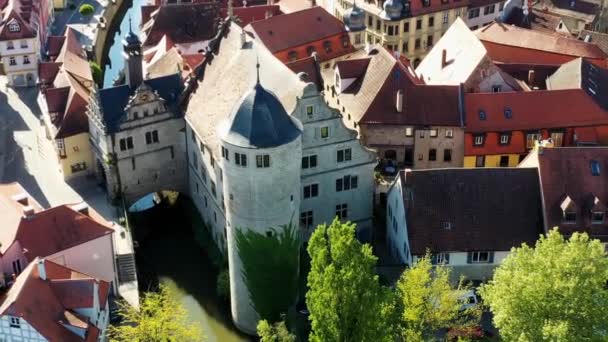 Marktbreit Stad Main Med Historiska Sevärdheter — Stockvideo