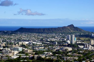 Diamondhead and the city of Honolulu, Kaimuki, Kahala, and ocean clipart