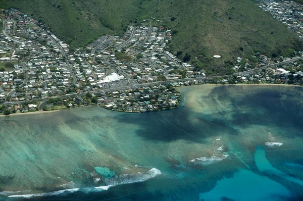 Aeronáutica da Península de Nui, Vale de Nui, Montanhas e Oceano Pacífico — Fotografia de Stock