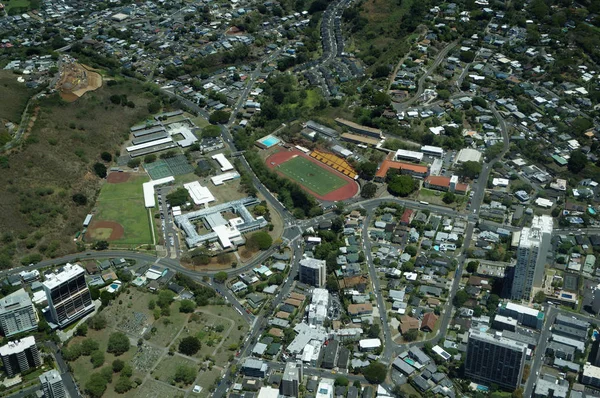 Aerial view of Roosevelt High School, Stevenson Intermediate Sch — Stock Photo, Image