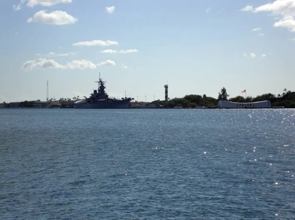 Arizona Missouri Pomniki Fort Island Pearl Harbor Wyspie Oahu Hawajach — Zdjęcie stockowe