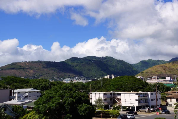 Ciudad Kapahulu Honolulu Con Casas Condominios Montañas Tántalo Louis Heights — Foto de Stock