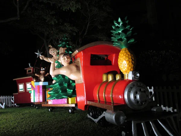 Hawaiianische Figuren fahren, shaka und fahren Weihnachtszug voller — Stockfoto