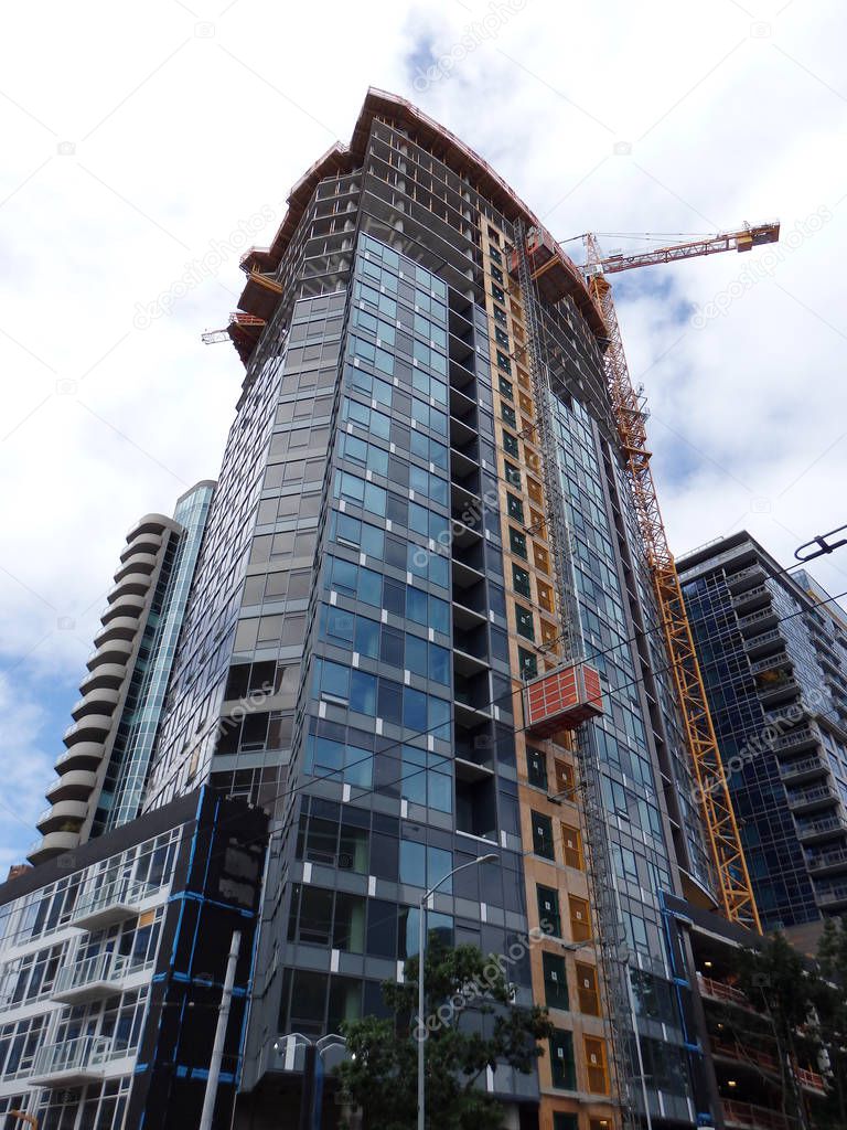 Downtown skyscrapers under construction 