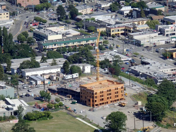 Vista aérea do centro de Seattle edifício em construção — Fotografia de Stock