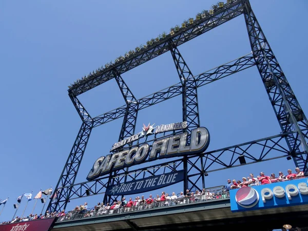 Seattle Mariners Safeco Field True to the Blue sign in the Bleac — Stock Photo, Image