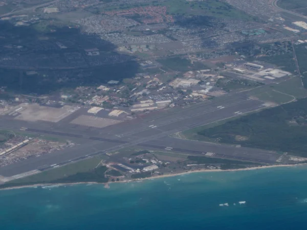 Aerial Kalaeloa Airport Coast Oahu State Hawaii Kalaeloa Airport Also — Stock Photo, Image