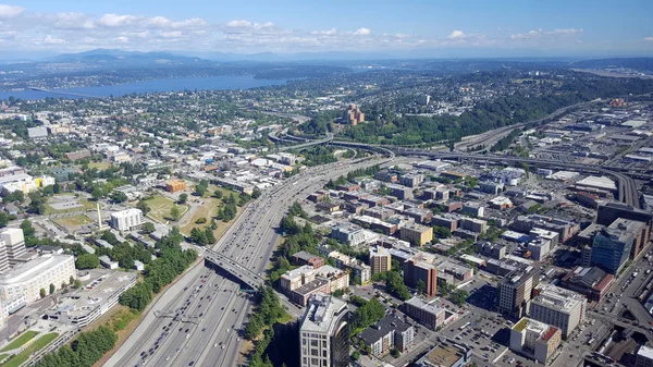 Seattle Czerwca Widok Lotu Ptaka Miasta Seattle Budynków Jezioro Unii — Zdjęcie stockowe