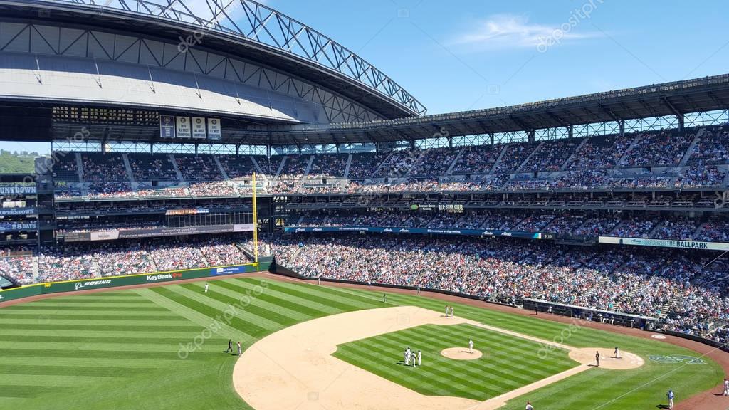 SEATTLE - JUNE 26: Mariners Pitcher steps forward on to mound to warm-up during baseball game at Safeco Field, Seattle in June 26, 2016.