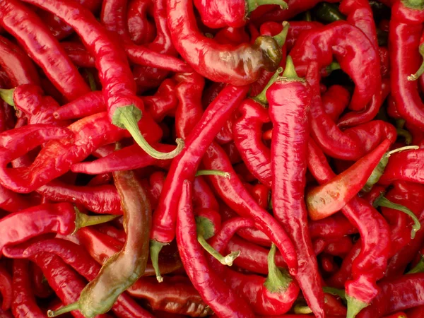 Long Hot Red Peppers Sale Farmers Market San Francisco — Stock Photo, Image