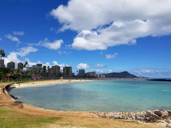 Strand Magic Island Ala Moana Beach Park Het Eiland Oahu — Stockfoto