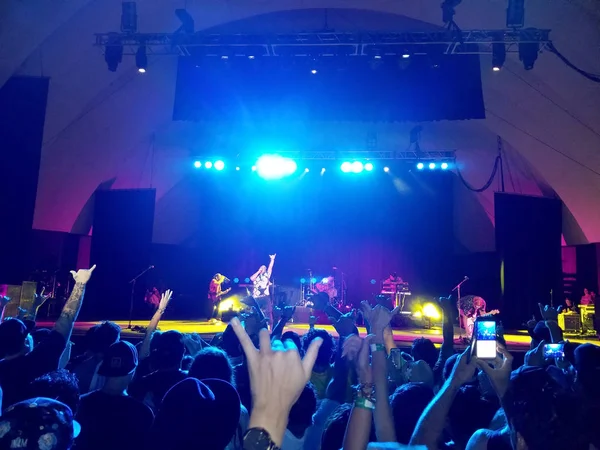 Zielony i fanów sprawiają Czaka, jak oni śpiewają na scenie Waiki — Zdjęcie stockowe