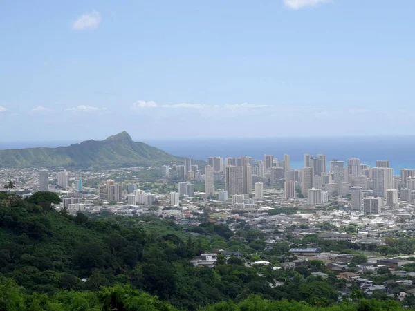 Vue Aérienne De Diamondhead, Parc Kapiolani, Waikiki, Ala Wai Can — Photo