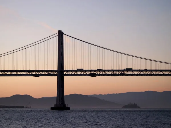 San Francisco side of Bay Bridge at dawn — Stock Photo, Image