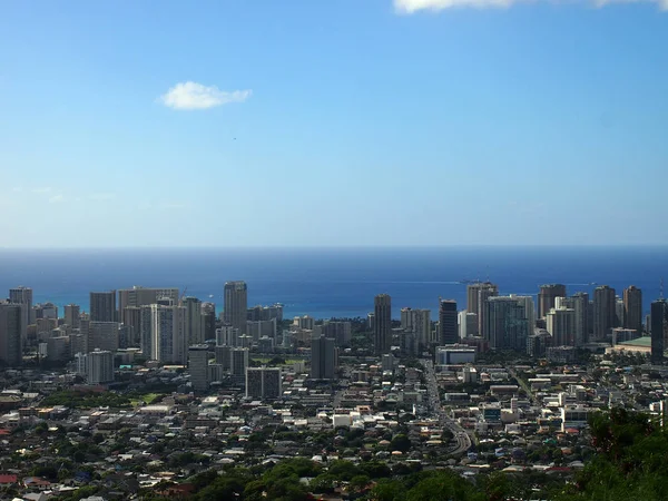 Ar de Honolulu, Makiki, Waikiki, Edifícios, Parques, Hotéis e — Fotografia de Stock