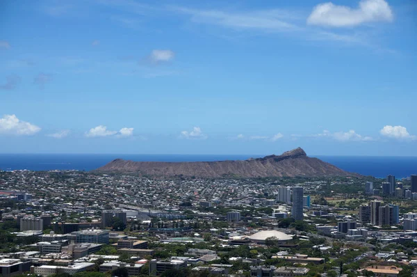 Vista Aérea Diamondhead Kapahulu Kahala Océano Pacífico Oahu Hawaii Febrero — Foto de Stock