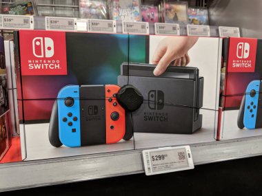Honolulu -  February 26, 2019:  Nintendo Switch and games like Zelda, Lego, and Kirby on Display at Best Buy. Nintendo Switch is designed to go wherever you do, transforming from home console to portable system in a snap. So you get more time to play