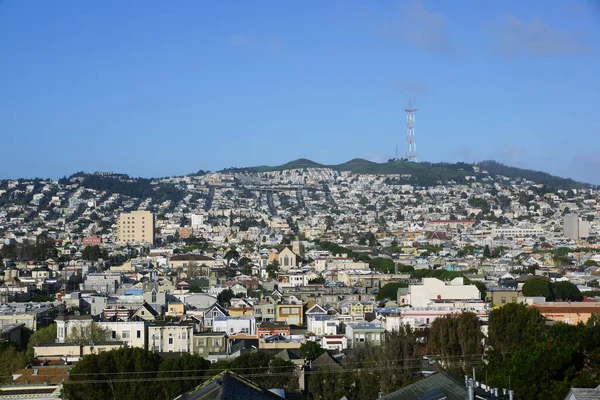 Aerial View Houses Cars Cityscape Streets Mountians San Francisco Potrero — Stock Photo, Image