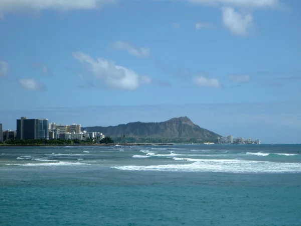 Ala Moana Sörf Elmas Kafa Oahu Hawaii Sahil Boyunca Oteller — Stok fotoğraf