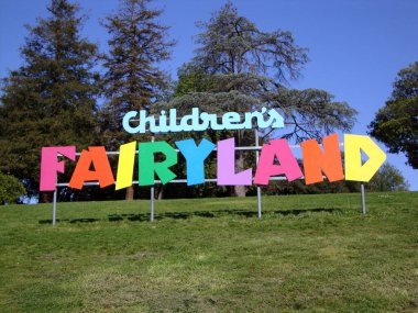 Oakland - April 8, 2010: Children's Fairyland - Sign.  Children's Fairyland, U.S.A. is an amusement park, located in Oakland, California, on the shores of Lake Merritt.  clipart