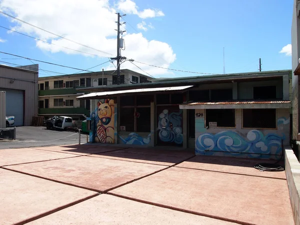 Honolulu Abril 2015 Estacionamiento Construcción Frente Ruina Del Edificio — Foto de Stock