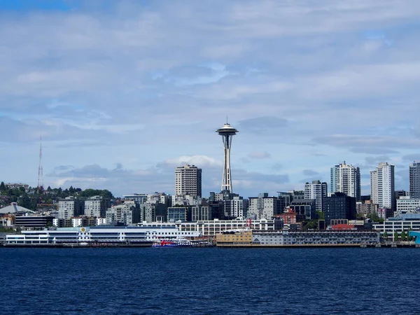 2019 Május Seattle Víz Kilátás Seattle Belvárosára Space Needle Puget — Stock Fotó