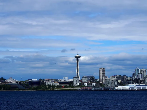 2019 Május Seattle Víz Kilátás Seattle Belvárosára Space Needle Puget — Stock Fotó
