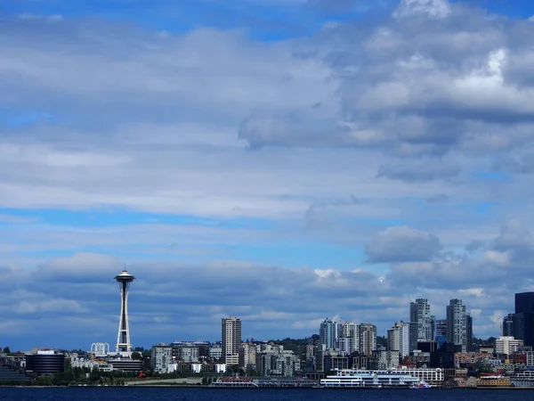 2019 Május Seattle Víz Kilátás Seattle Belvárosára Space Needle Puget — Stock Fotó